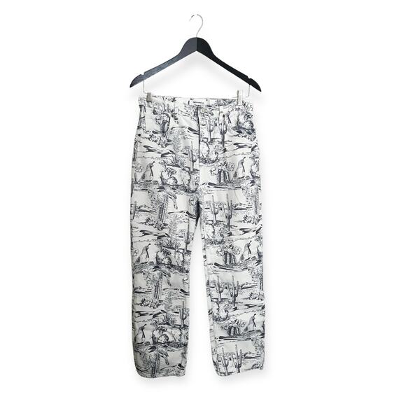 Reformation Oasis High Rise Straight Leg Jeans Button Fly Western Desert Print